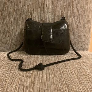 Vintage Used Rafael Sanchez black leather hard case shoulder bag